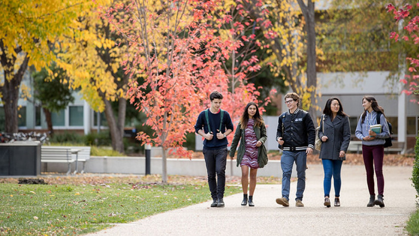 ANU students walking on campus
